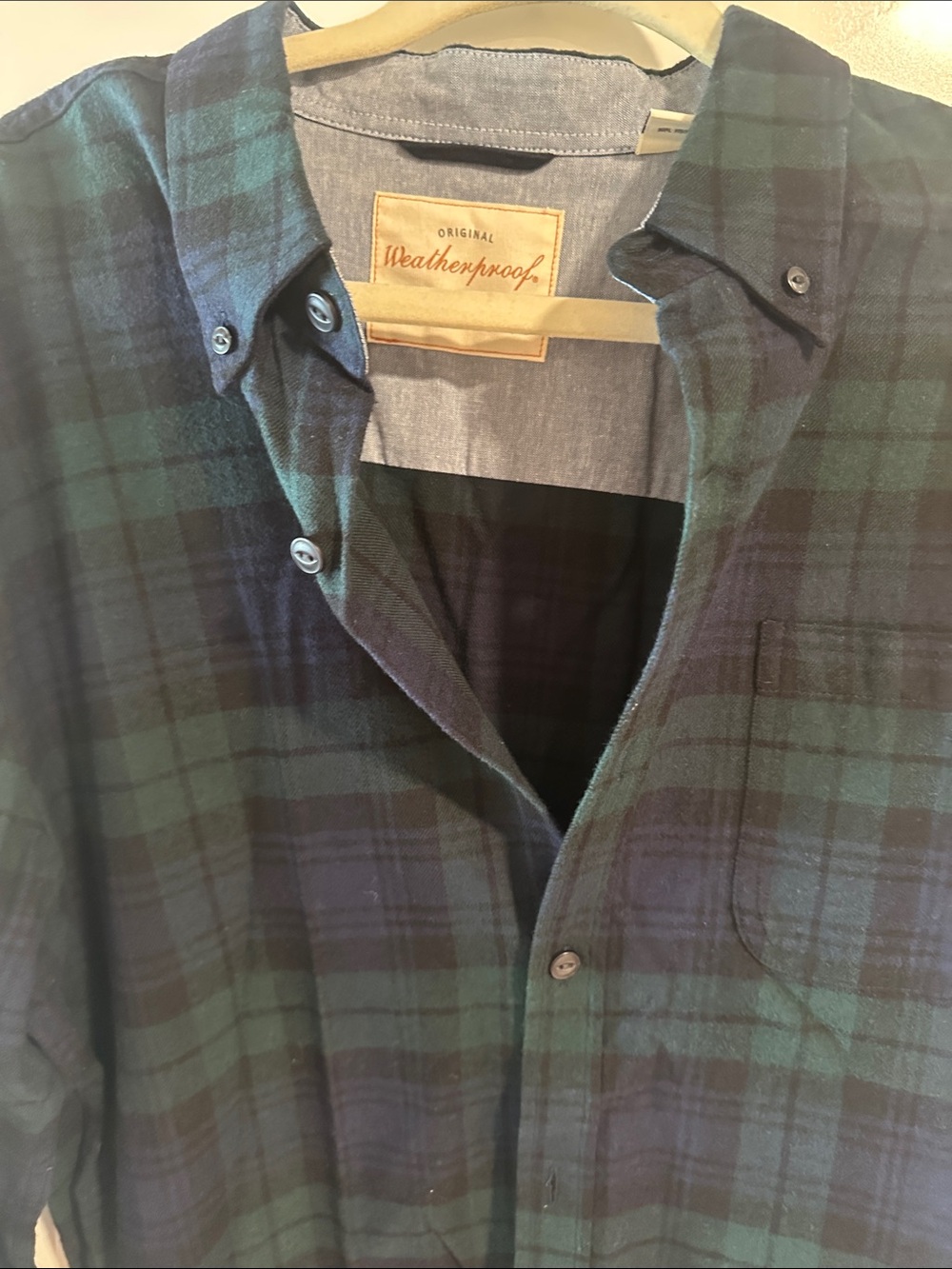 Weatherproof Men’s Black & Green Plaid Shirt Jacket
